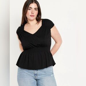 Black Old Navy Smocked-Waist Top Size Large